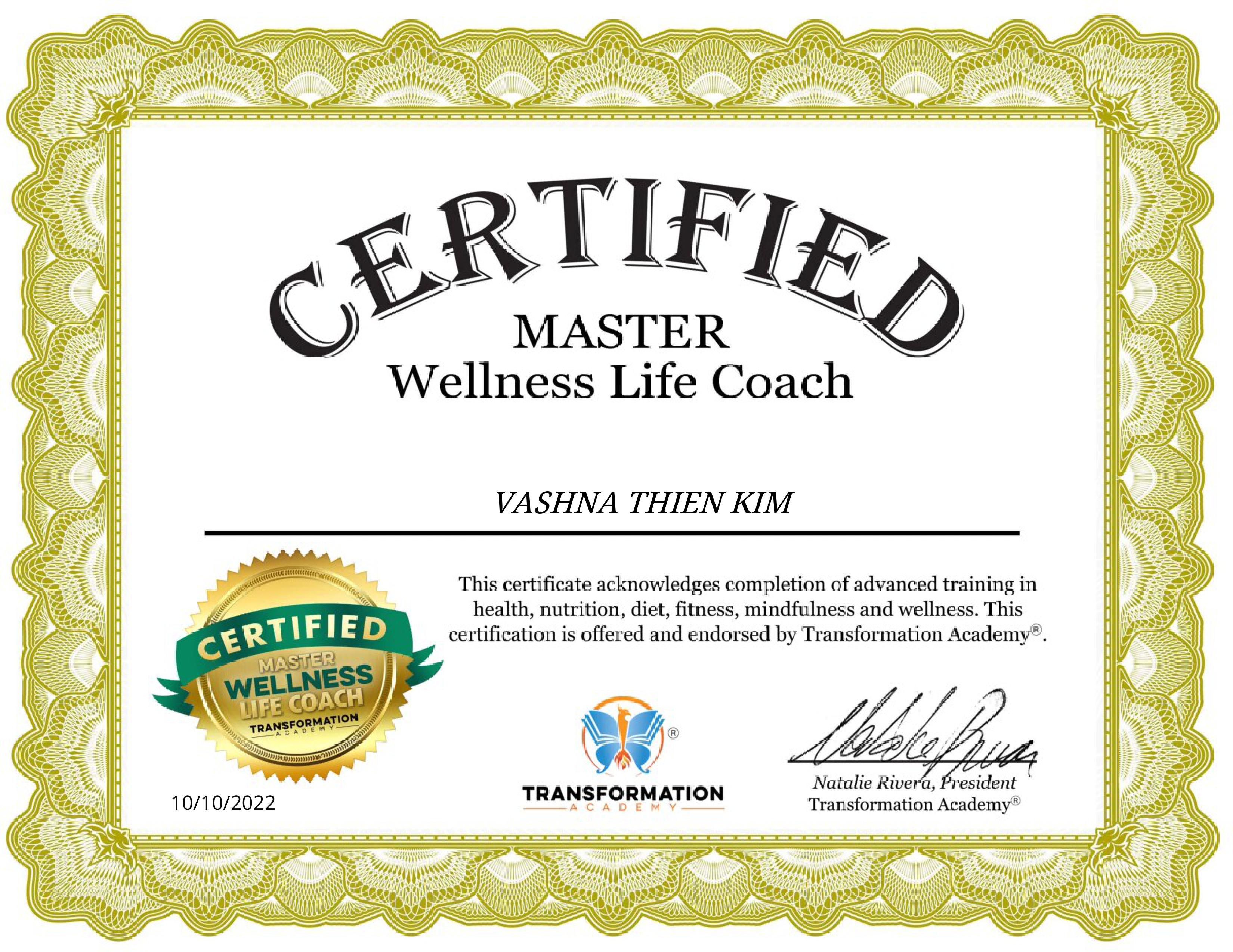 Master wellness life coach