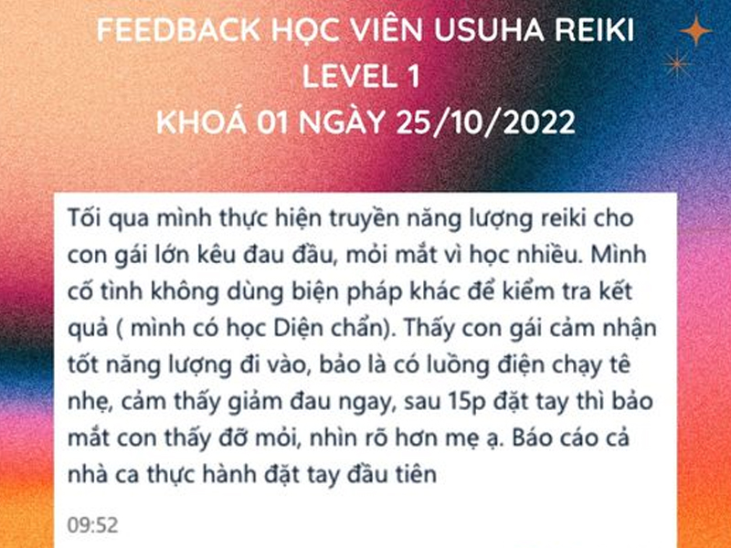 Cảm nhận học viên khóa học Usuha Reiki Level 1 - K01