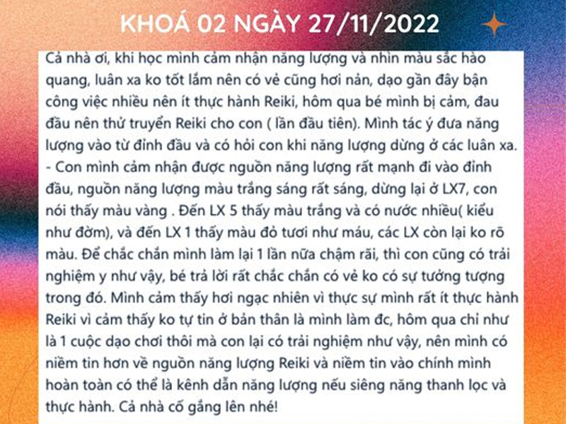 Cảm nhận học viên khóa học Usuha Reiki Level 1 - K02